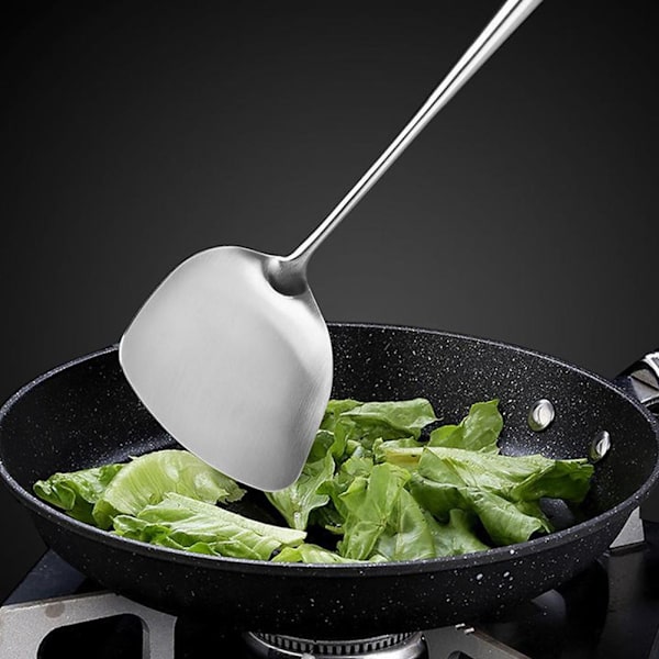 Wokspatel och slevset, 43 cm köksredskap i stål Hot з{ яη л⭐ S1D8 Silver+log colorB Spoon