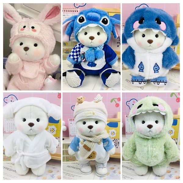 Lina Bear Plyschdocka Kläder Björnen I Kostym 30cm Dockkläder R blue sticky only clothes