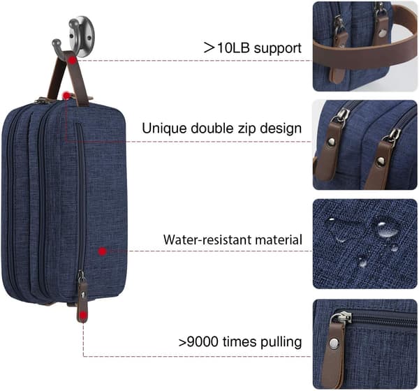 Toalettmappe for menn, Dopp Kit, baderomsvesker (blå vannavstøtende)
