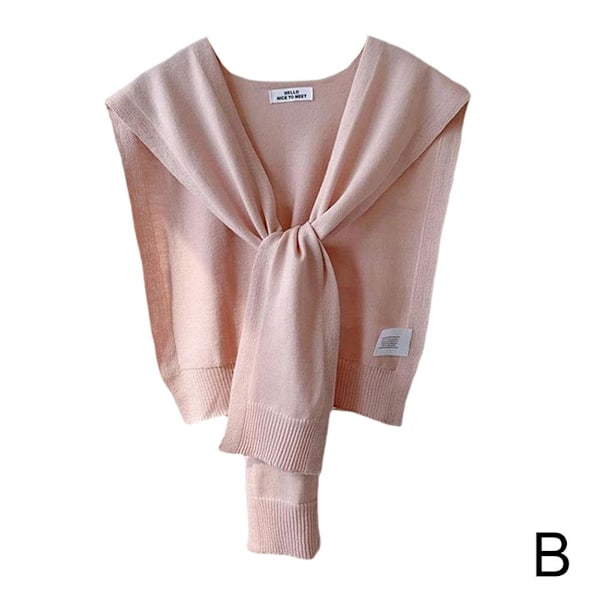 Koreansk Stickad Sjal Sommar Luftkonditionering Falsk Krage Hals Gu Pink One size