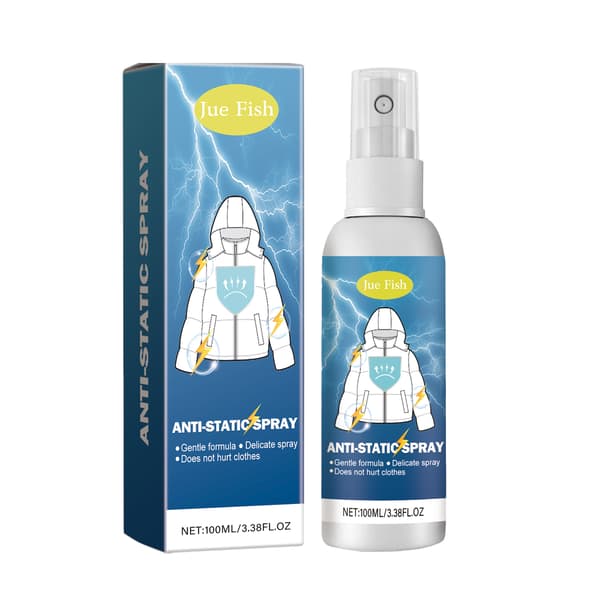 Antistatisk spray för dunjackor, hår och hushållstäcken och kläder i bomull.