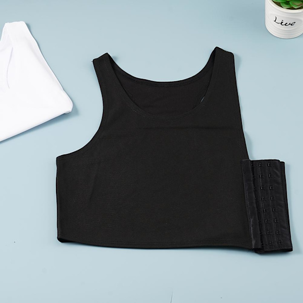 Kvinnor Lesbisk Tomboy Bröst Binder Slim Fit FTM Väst Unders Crop HOT black L