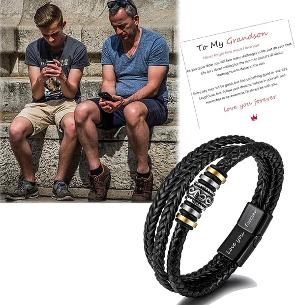 Inspirerende læderarmbånd til søn og barnebarn