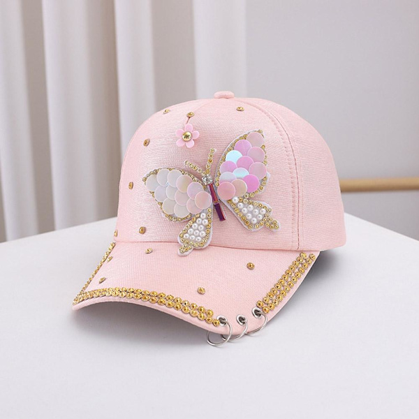 Heta Säljande Heta Hattar Dam Sommar Koreansk Stil Fjäril Baseball Keps. White 1pcs