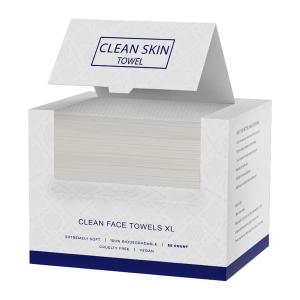 Clean Skin Ansigtsklude XL, Engangs Ansigtsklude (50 stk.) Plantebaserede Renseklude til hudpleje, Fjernelse af Makeup, Parfumefri Ansigtsklude