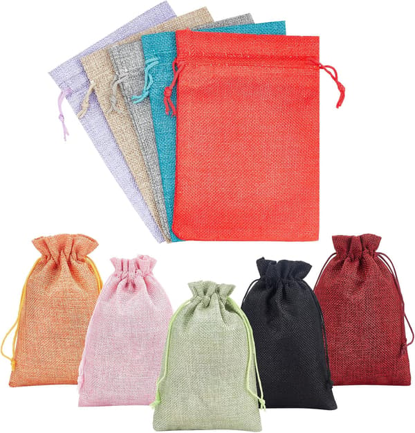 10 st 5x7'' Jutesäckar med dragsko Adventskalenderpåse Presentpåsar Smyckespåsar Jutesäck Förpackningsförvaring för Bröllopsfest