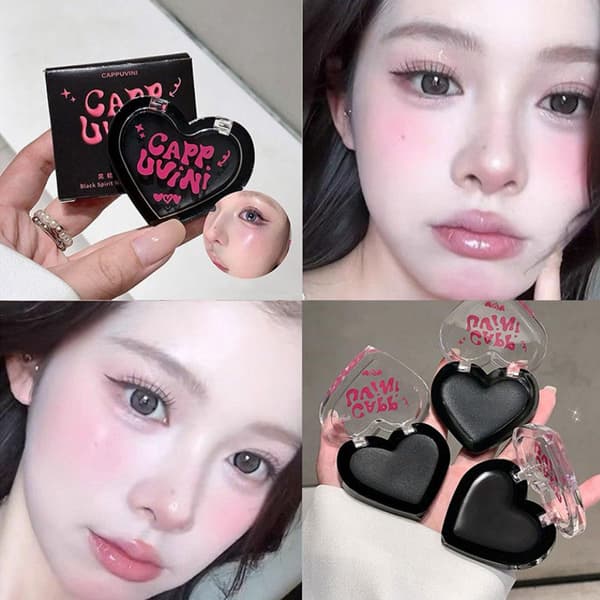 Magic Cheek Sort Blush Vandtæt Glat Blusher Jelly Creme Hjerteformet Sort Blush