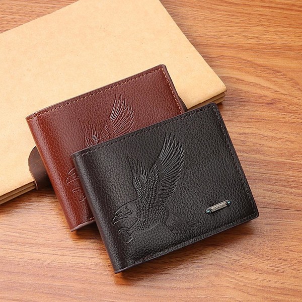 Herrplånbok Mode Retro Kort Plånbok Högkvalitativ Kort Pu-Korthållare Läder Herr Casual Q1q2 dark brown onesize