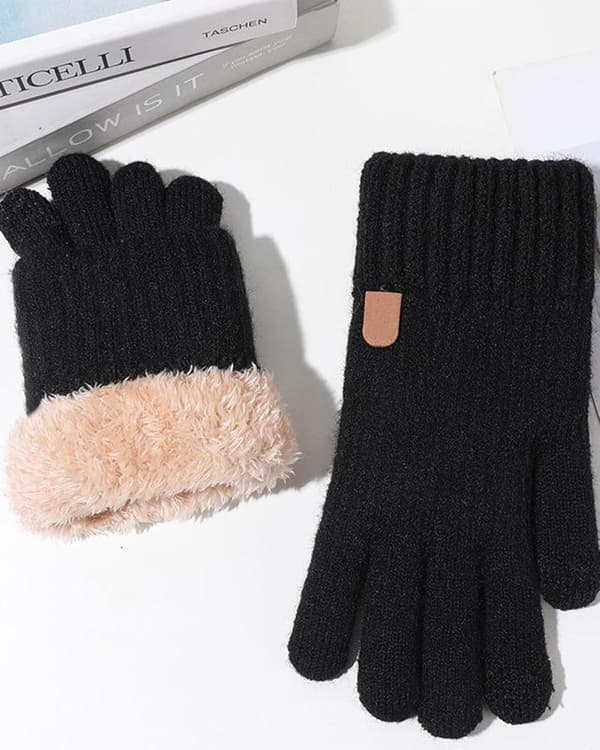 Två par unisex vinterhandskar med fleecefoder, elastisk värme, pekskärmsfunktion, lämpliga för löpning, cykling och vardagsbruk.