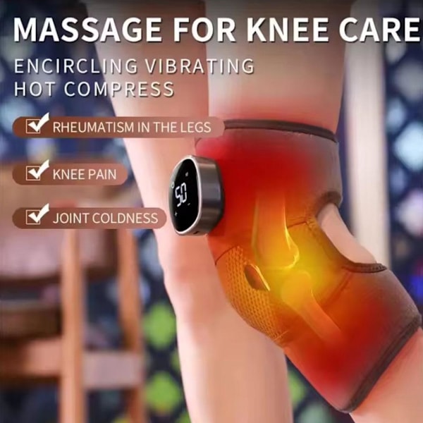 Elektrisk Uppvärmd Knäskydd Trippel Metod Massager, Avancerad Knäsmärtlindring б✨ F9E6