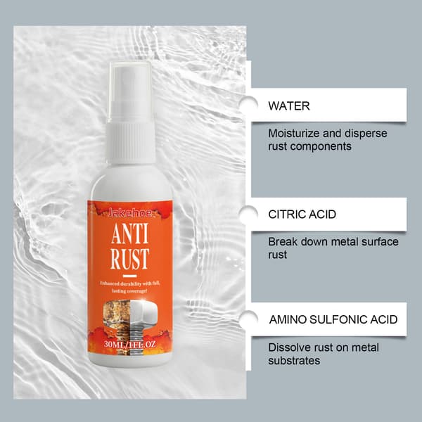 Rustforebyggende spray, husholdningsrengøring, pletfjerning, fjernelse af overfladerust, polering og efterbehandling, multifunktionel rustfjerner