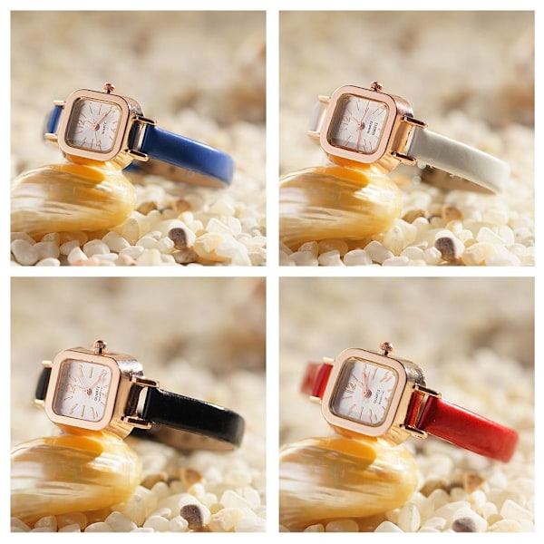 Ny Modeklocka Koreansk Version Retro Quartz Klocka Tunt Band Sm Red One size