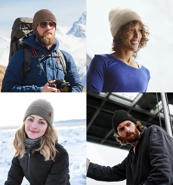 Unisex vinterstickad mössa, fleecefoder, mjuk och varm, skidmössa med mudd.