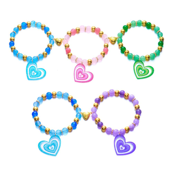 Handvävt Färgglatt Armband med Resin- och Glaspärlor Kärlek Vänskap Pararmband W0C8 A 3pcs