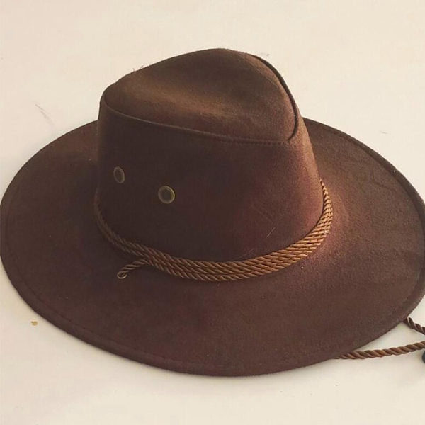 Hatt i hjortskinnssammet för män, stor fjäder, västerländsk repryttarhatt, cowboyhatt, formad hatt black 58-60cm