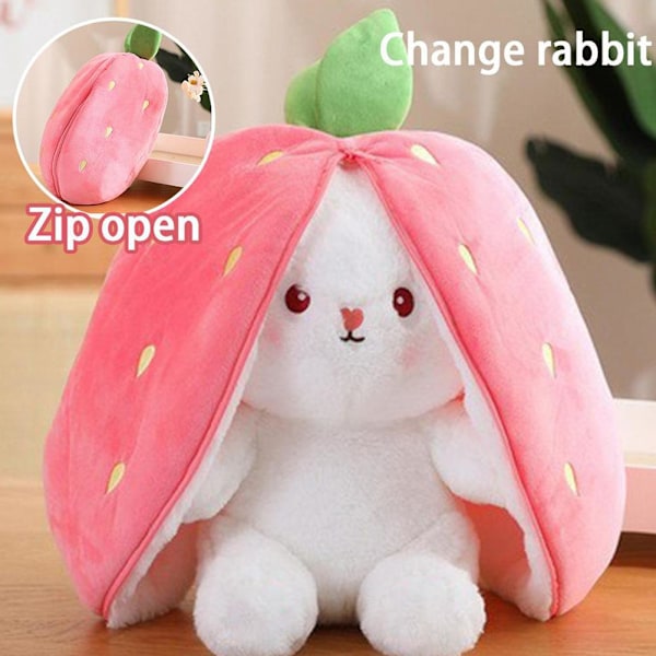 18cm söt transformerad jordgubbskanin docka plyschleksak morot Ra strawberry onesize