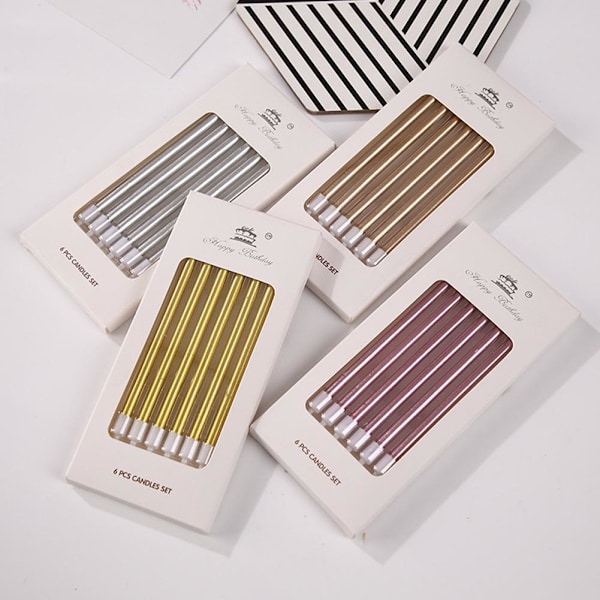 6 st Färgade Ljus Födelsedag Möhippa Bröllop Grattis Behöver Fest I1Q4 M3G3 W4T6 Rose Gold 6pcs