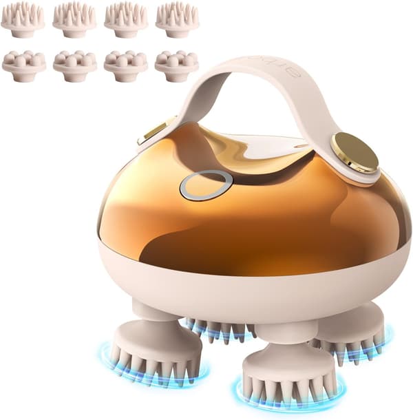 arboleaf Elektrisk Hodebunnsmassasje Hode Massasje Hodebunn Stressavlastning | 5-i-1 elting, 128 roterende noder, 8 avtakbare klør, vanntett dusjbruk, katt