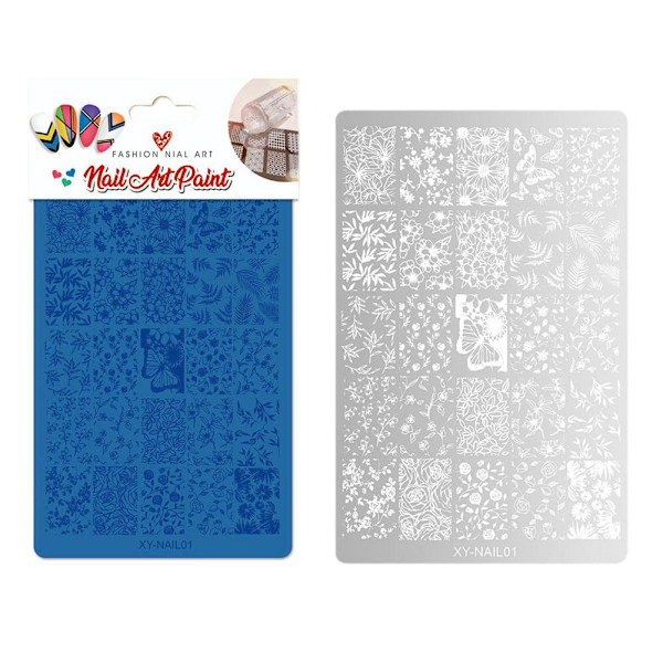 Nagelstämpling Tryckt Stålplatta Självhäftande Nagelsticker Sim NAIL 10 1pcs