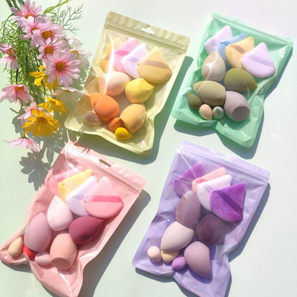11 st Sminksvamp Set Makeup Ägg Tumme Puderpuff Mini Puff Bomullspuder A4E5 green 11pcs