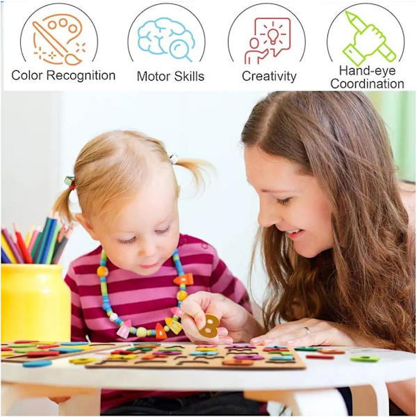 Träpussel Barn Pedagogisk Lärleksak Djurblock Gåva B6 I9M T6Q5 letter onesize