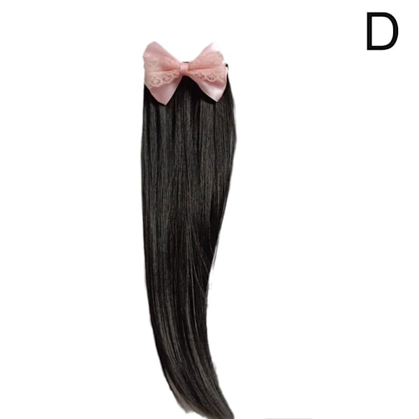 Liten flicka hästsvans flicka lockig hästsvans peruk rak hästsvans W pink straight hair