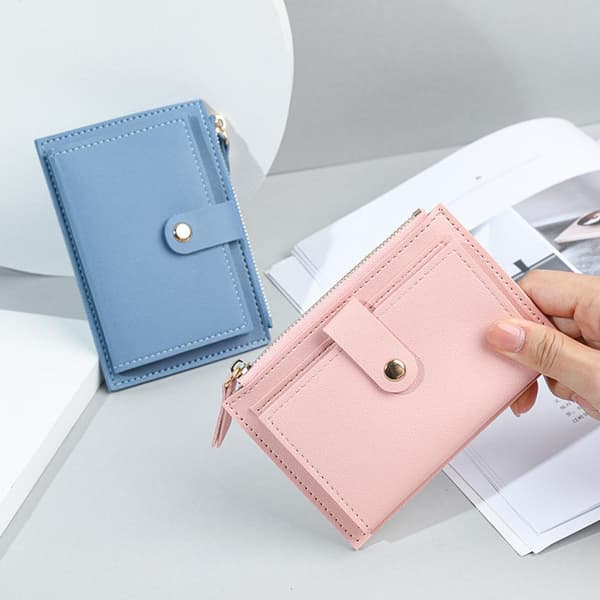 Damplånböcker Bifold Läder Kort Plånbok Mini Väska Kort A9G5 J E3Q9 grey 1 item