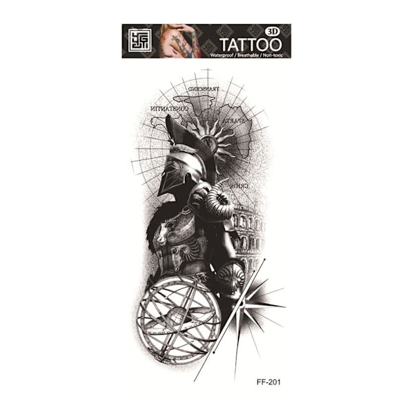 Vattentät Tatueringsdekal Med Varghuvud Totem Arabisk Text Tatuering 231 1pcs