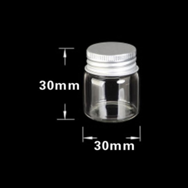 Glasflaskor Små Glasburkar Mini-burkar med Aluminiumsskruv Förvaring TransparentC L