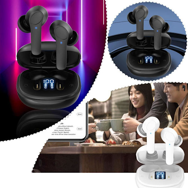 Stöd för 144 språk Smarta Översättningshörlurar Realtids Röstöversättare/ Black 1set