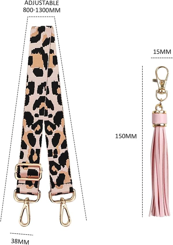 Skulderrem med leopardprint og kvast (pink)