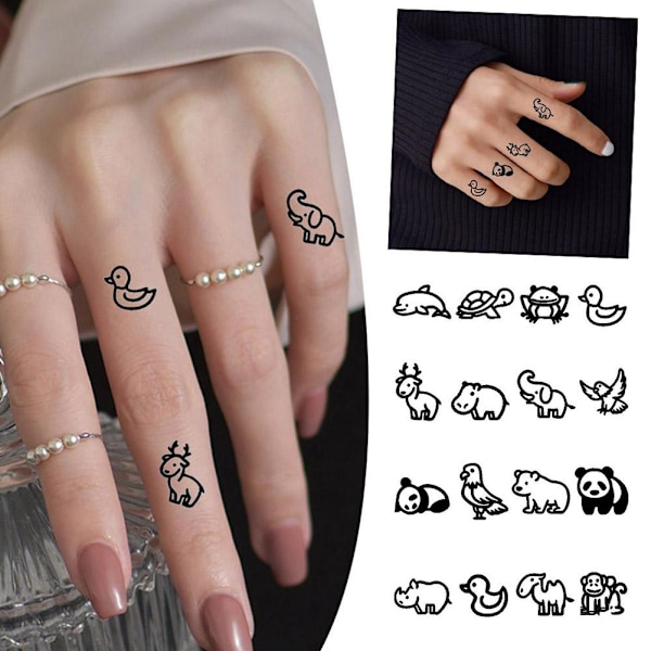 Liten Fräsch Finger Tattoo-dekal Litet Mönster Semi-permanent W style 9 1pcs