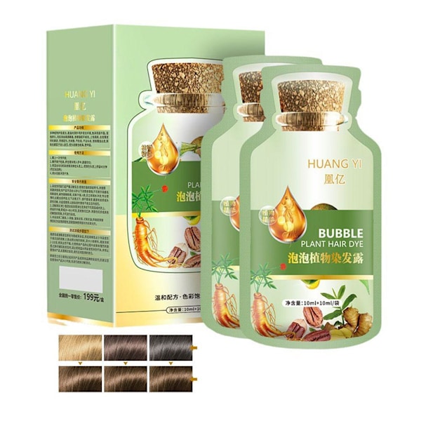 Naturligt växtbaserat hårfärg, nytt botaniskt bubbelhårfärg 20 ml x 10 black tea 20ml*10pcs