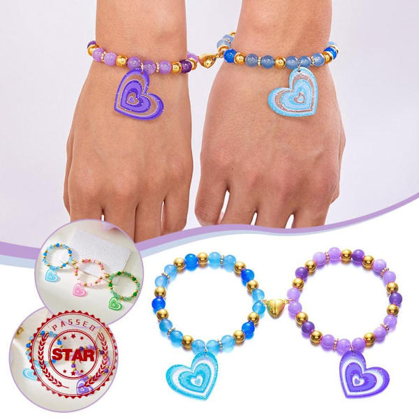 Handvävt Färgglatt Armband med Resin- och Glaspärlor Kärlek Vänskap Pararmband W0C8 A 3pcs
