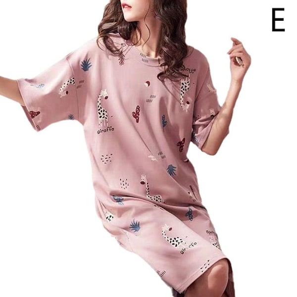 Kortärmad Dam Pyjamas Nattlinne Dam Sommar Set Hemmakläder O7m2 pink Giraffe L