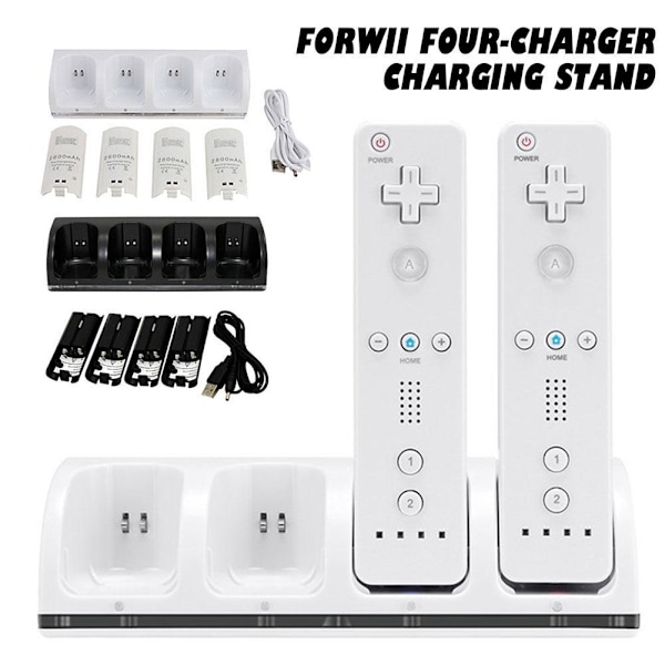 4-i-1 Laddningsstation för Wii & Wii U Fjärrkontroll, Laddare white 1pcs