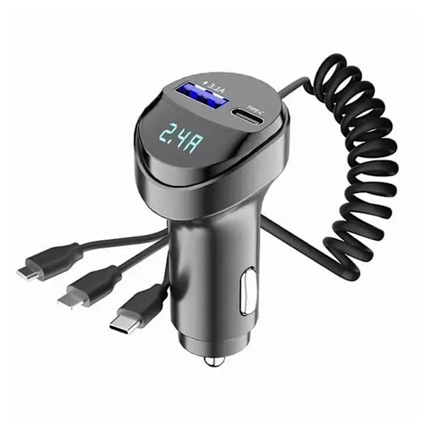 Billaddare 55W 2 Portar USB Snabb Billaddare för Telefon med Spänningsdisplay V1I V4D3