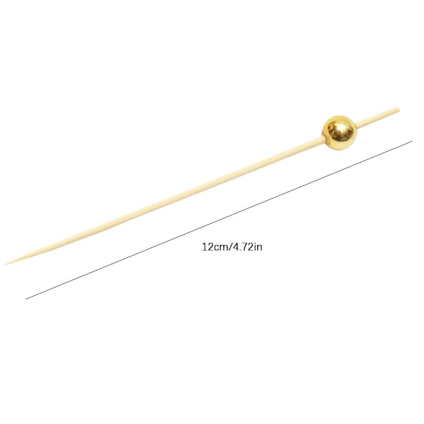 Cocktailpinnar med guldpärla, bambu aptitretare tandpetare J4W0 UK-lager. goldB 25pcs