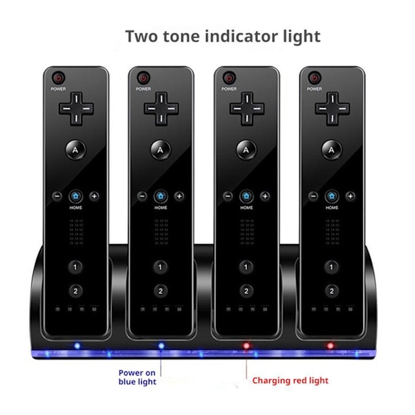 4-i-1 Laddningsstation för Wii & Wii U Fjärrkontroll, Laddare black 1pcs