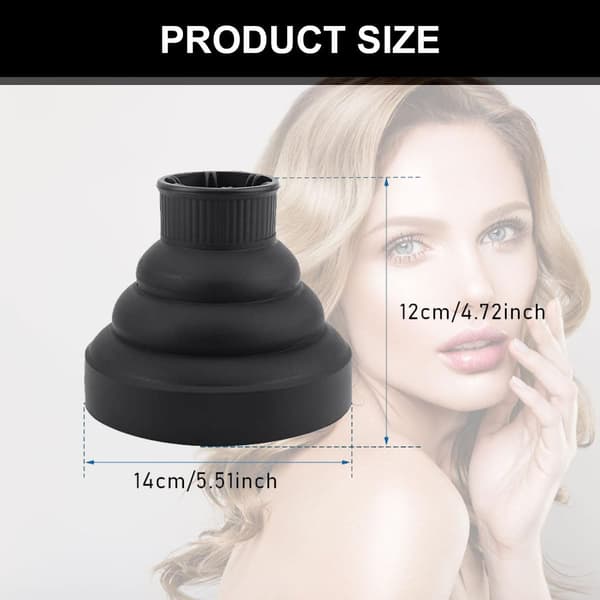 Svart diffuser hår universal, diffuser hårføner bærbar, diffuser hårføner, diffuser tilbehør til hårføner, diffuser, sammenleggbar hårføner, c