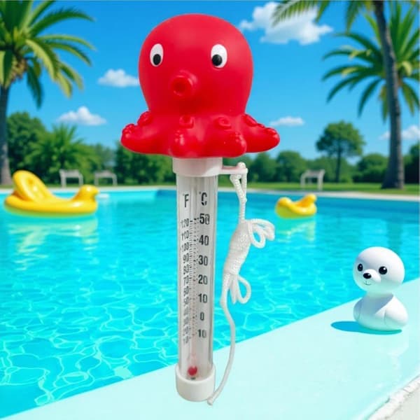 Flytande pooltermometer - ankaformad termometer, vattentät, med rep