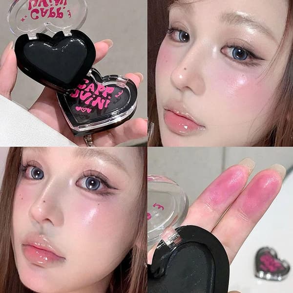 Magic Cheek Sort Blush Vandtæt Glat Blusher Jelly Creme Hjerteformet Sort Blush