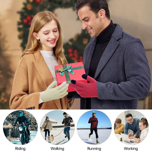 Langærmede vinterhandsker, unisex, varme, skridsikre, touchscreen vinterhandsker, strikkede varme handsker, forede elastiske handsker