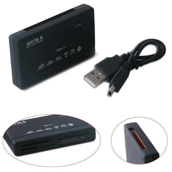 1X Allt i ett kortminnesläsare USB extern SDHC M2 Mini US XD black A