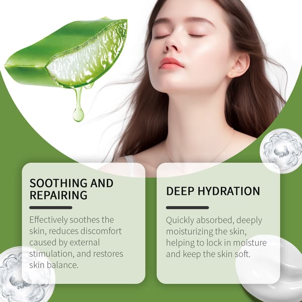 Aloe Vera Ansiktskrem: Lyser opp og fukter ansiktshuden med milde ingredienser.