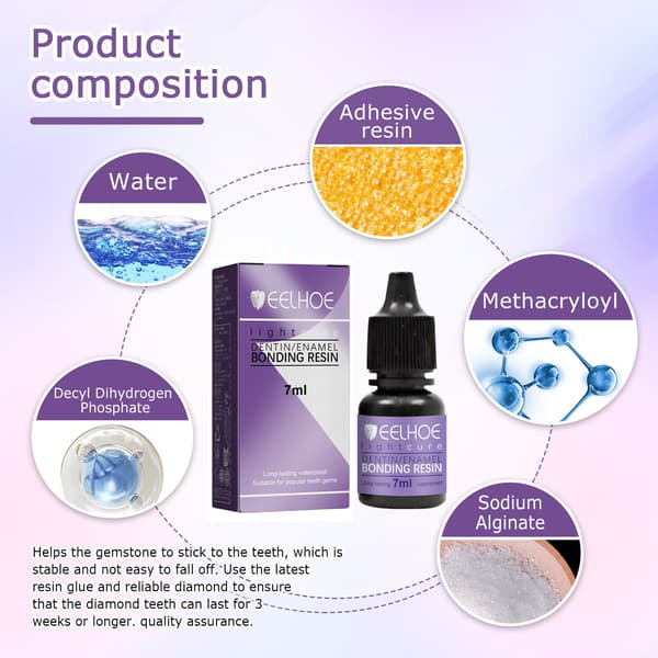 Glitterende krystallrhinestone-lim for tannpynt, 7 ml