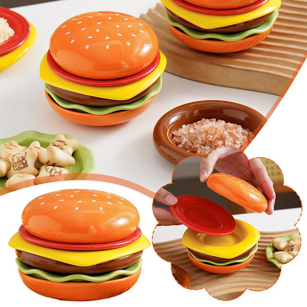 Stapelbar Hamburgertallrik Set, Burger 6-Lagers Mini Middagstallrik, F