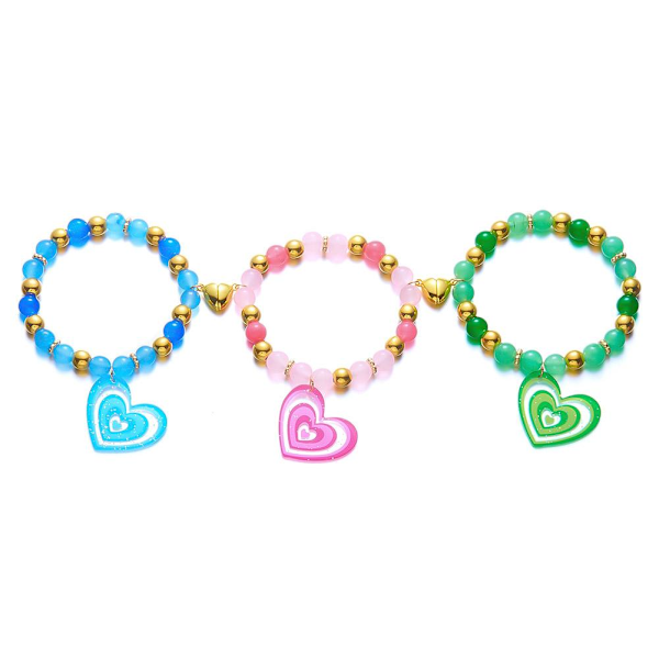 Handvävt Färgglatt Armband med Resin- och Glaspärlor Kärlek Vänskap Pararmband W0C8 A 3pcs