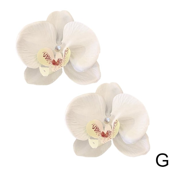 Fjärilsorkidé Pärlformad Hårklämma Orkidéblomma Hårklämma G 2pcs