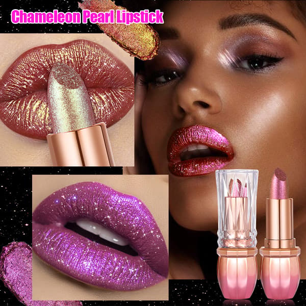 Lysende farveskiftende læbestift med glimmer og gradient metalliske nuancer #3